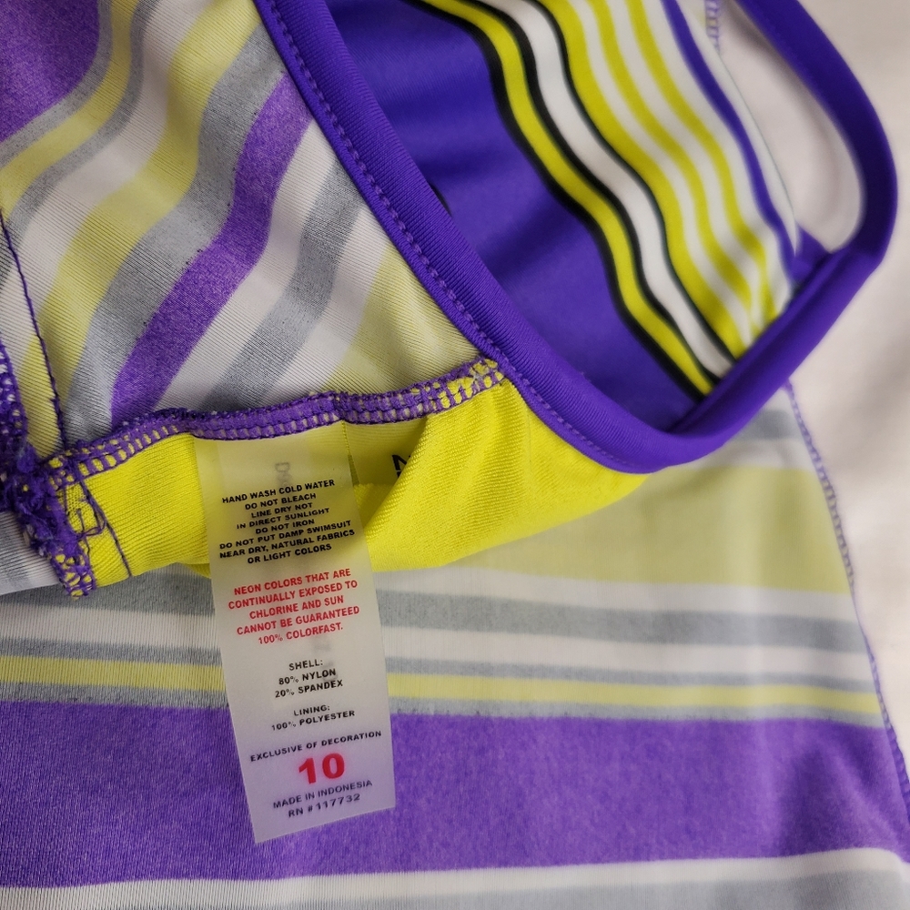 ZeroXposur Bathing Suit Top, Purple Green Black, Size 10 - Picture 9 of 11